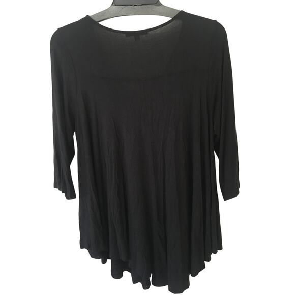 Green Envelope Los Angeles 1X Black 3/4 Sleeve V-neck Soft Swing Top - Picture 3 of 3